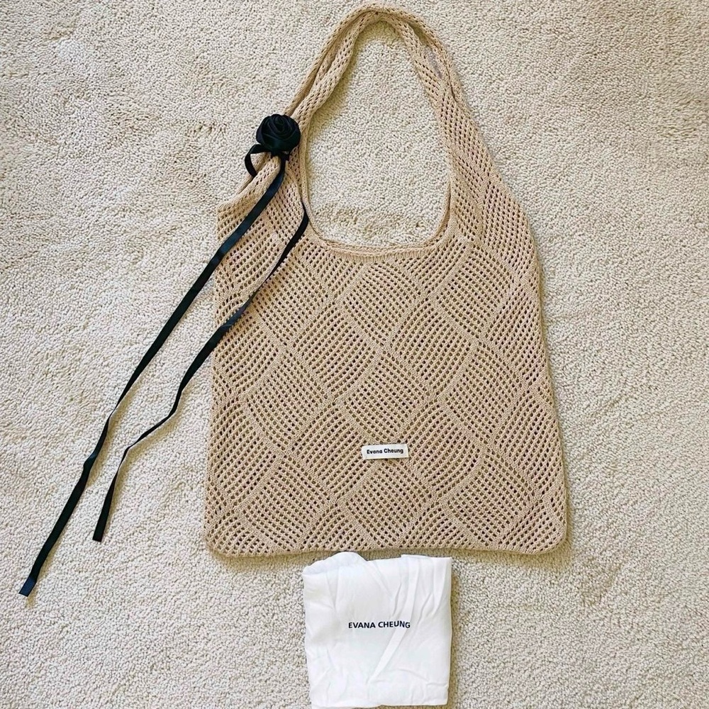 New Evana Cheung designer crochet knit summer beach tote